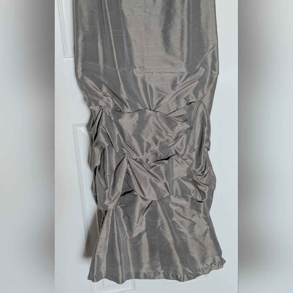 Women's 100% Silk Formal Custom-Made Maxi Dress/Gown w/Ruching, Bustle & Train - Picture 2 of 14